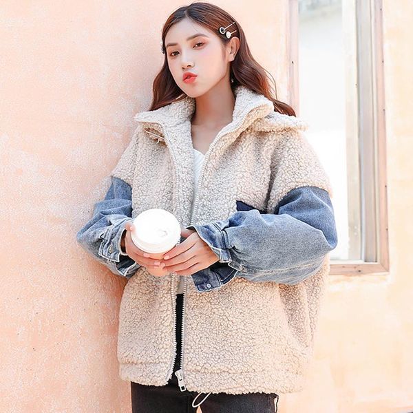 women's fur & faux 2021 autumn lambswool coats large sizes winter warm women patchwork sheepskin coat casual jacket plaszcze damskie, Black
women's fur & faux 2021 autumn lambswool coats large sizes winter warm women patchwork sheepskin coat casual jacket plaszcze damskie, Black