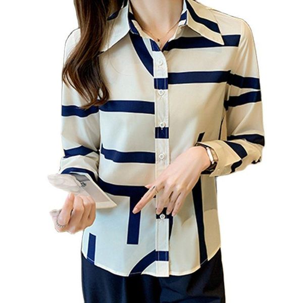 women's blouses & shirts striped print ladies spring autumn long sleeve blusas mujer, White
women's blouses & shirts striped print ladies spring autumn long sleeve blusas mujer, White