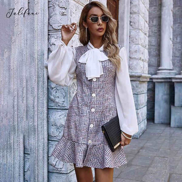 autumn winter dress elegant patchwork plaid long sleeve ruffled button up dresses for women party fall clothes for women 210415, Black;gray
autumn winter dress elegant patchwork plaid long sleeve ruffled button up dresses for women party fall clothes for women 210415, Black;gray