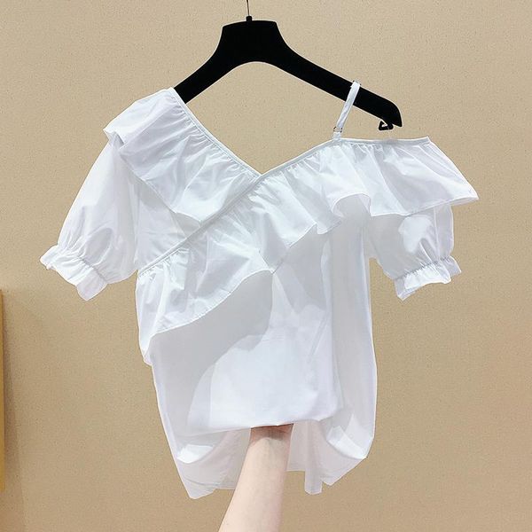 white shirt for women summer short sleeve blouse irregular flounced off-shoulder slim solid color shirts lady's blusas women's bl
white shirt for women summer short sleeve blouse irregular flounced off-shoulder slim solid color shirts lady's blusas women's bl