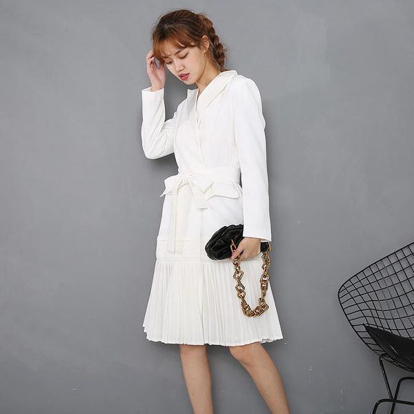 casual dresses msxu autumn style elegant white pleated mid-length ladies suit jacket lace windbreaker dress trend, Black;gray
casual dresses msxu autumn style elegant white pleated mid-length ladies suit jacket lace windbreaker dress trend, Black;gray