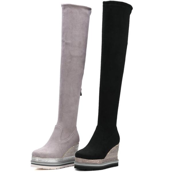 boots women genuine leather stretchy high heels over the knee female velvet slim leg square toe thigh fashion sneakers, Black
boots women genuine leather stretchy high heels over the knee female velvet slim leg square toe thigh fashion sneakers, Black