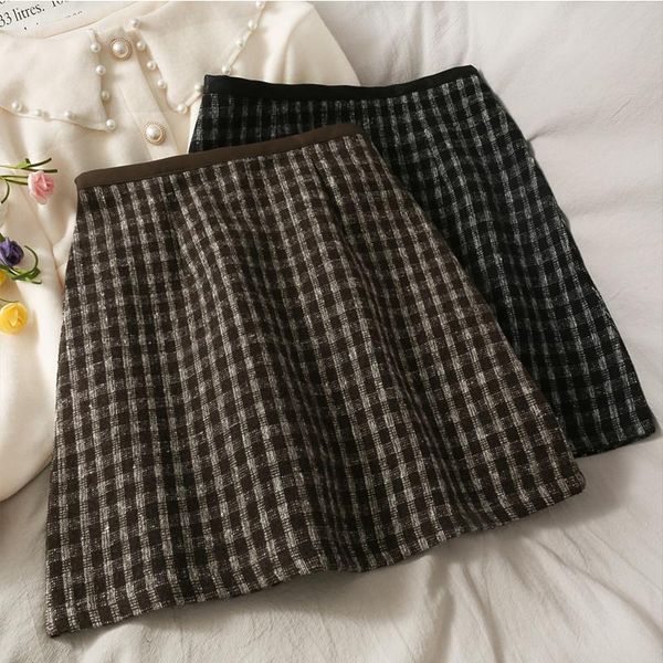 korean style retro plaid woolen all-matching a- line skirt women's high waist slimming anti-emptied package hip tracksuits, Gray
korean style retro plaid woolen all-matching a- line skirt women's high waist slimming anti-emptied package hip tracksuits, Gray