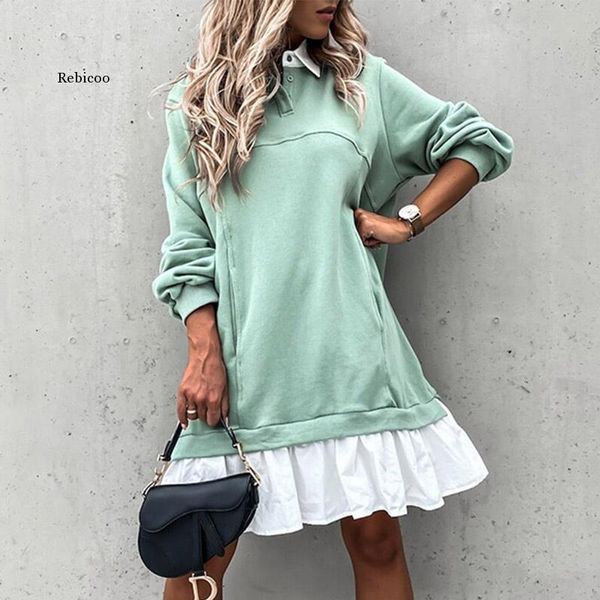 women elegant turn-down collar button mini dress autumn long sleeve ruffles ladies casual patchwork pocket dresses xl, Black;gray
women elegant turn-down collar button mini dress autumn long sleeve ruffles ladies casual patchwork pocket dresses xl, Black;gray