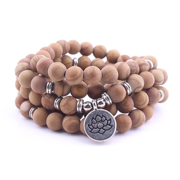 charm bracelets 8mm natural wood grain stone beads strand bracelet lotus om yoga healing necklace & women men 108 mala, Golden;silver
charm bracelets 8mm natural wood grain stone beads strand bracelet lotus om yoga healing necklace & women men 108 mala, Golden;silver