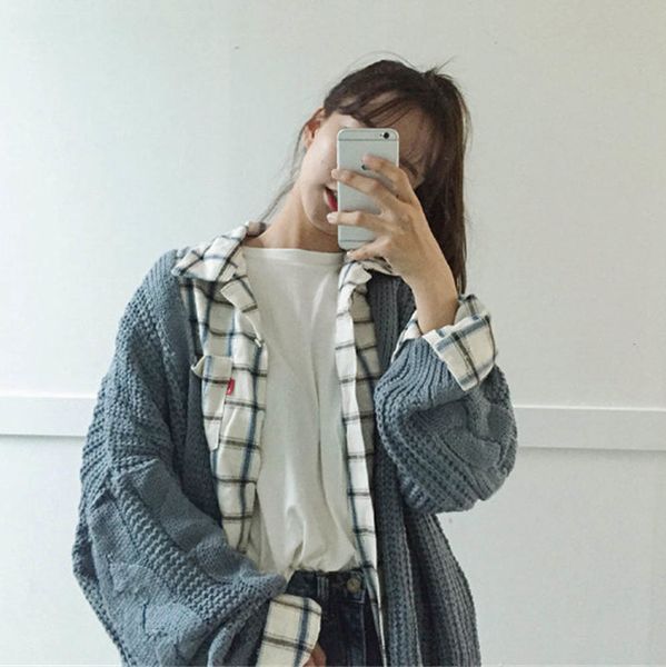 women's sweaters female cardigan baggy with long sleeves, knitting jacket solid color autumn and winter n084, White;black
women's sweaters female cardigan baggy with long sleeves, knitting jacket solid color autumn and winter n084, White;black