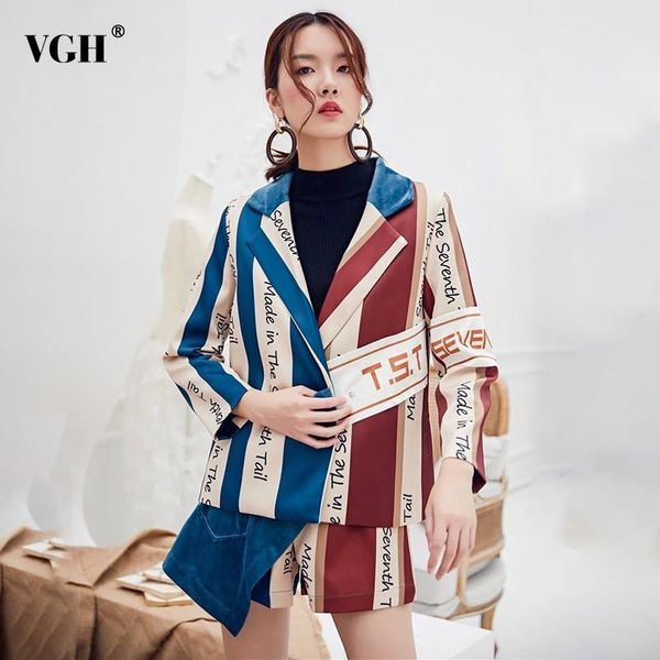 women's suits & blazers vgh letter print jacket long sleeve patchwork striped single button blazer female fashion clothing autumn 2021, White;black
women's suits & blazers vgh letter print jacket long sleeve patchwork striped single button blazer female fashion clothing autumn 2021, White;black