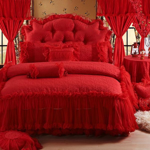bedding sets red pink luxury lace wedding set king size bed bedspread skirt decoration duvet cover bedclothes
bedding sets red pink luxury lace wedding set king size bed bedspread skirt decoration duvet cover bedclothes