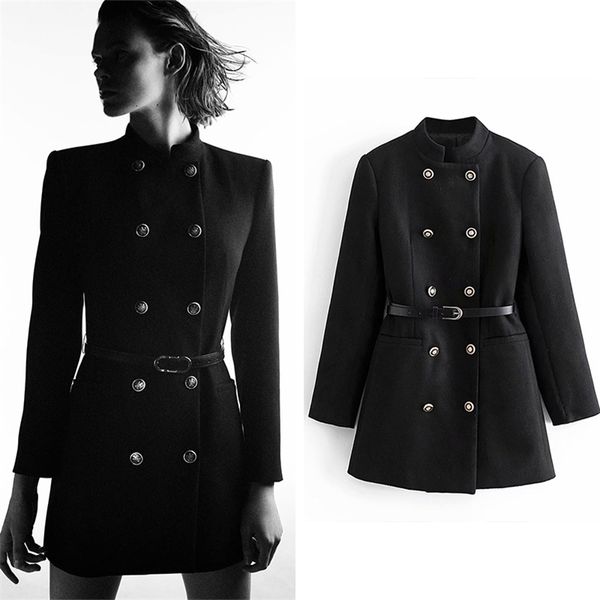 women fashion oversized jacket double breasted za coat vintage long sleeve pockets female outerwear chic 210422, Black;brown
women fashion oversized jacket double breasted za coat vintage long sleeve pockets female outerwear chic 210422, Black;brown