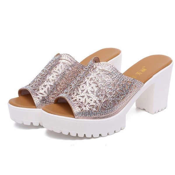 gold women's slippers outdoor summer wedding shoes bride platform for ladies block heels peep toe high work, Black
gold women's slippers outdoor summer wedding shoes bride platform for ladies block heels peep toe high work, Black
