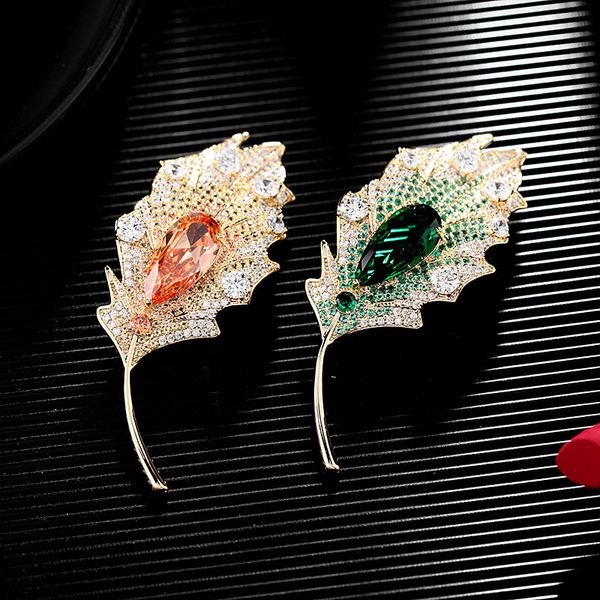fashion luxury sparkling leaf brooch with stones women's brooches pins jewelry for clothing accessories, Gray
fashion luxury sparkling leaf brooch with stones women's brooches pins jewelry for clothing accessories, Gray