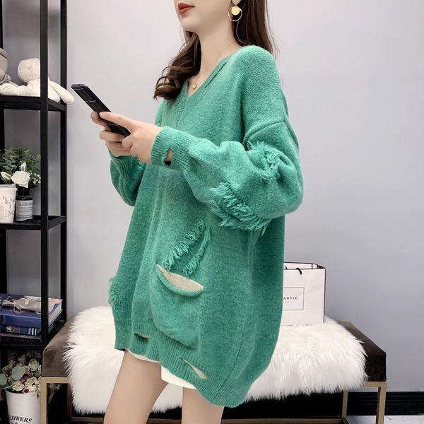 women's sweaters lazy wind ins sweater mid-length net red fringed hole loose knitted jacket spring and autumn 2021, White;black
women's sweaters lazy wind ins sweater mid-length net red fringed hole loose knitted jacket spring and autumn 2021, White;black