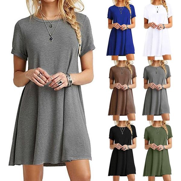casual dresses shirt dress for women lady short sleeve t-shirt summer loose sundress pure color s-2xl, Black;gray
casual dresses shirt dress for women lady short sleeve t-shirt summer loose sundress pure color s-2xl, Black;gray