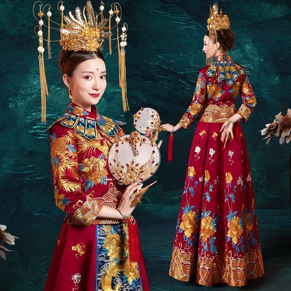 suzhou embroidery phoenix wedding dress chinese style bride costume exquisite marriage set oriental vintage cheongsam gift ethnic clothing, Red
suzhou embroidery phoenix wedding dress chinese style bride costume exquisite marriage set oriental vintage cheongsam gift ethnic clothing, Red