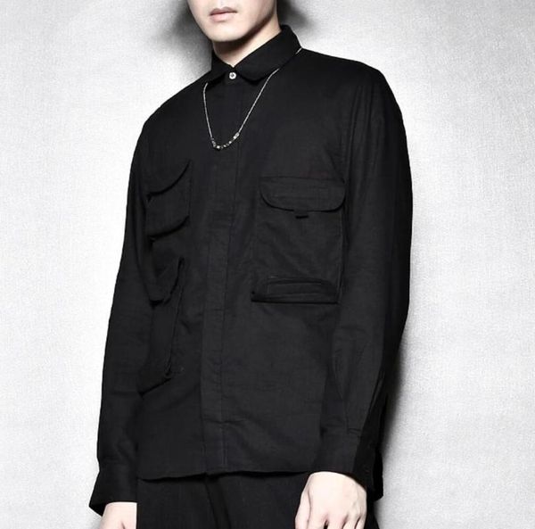 s-6xl 2021 men's clothing gd hair stylist catwalk show multi pocket slim linen shirt plus size singer costumes casual shirts, White;black
s-6xl 2021 men's clothing gd hair stylist catwalk show multi pocket slim linen shirt plus size singer costumes casual shirts, White;black