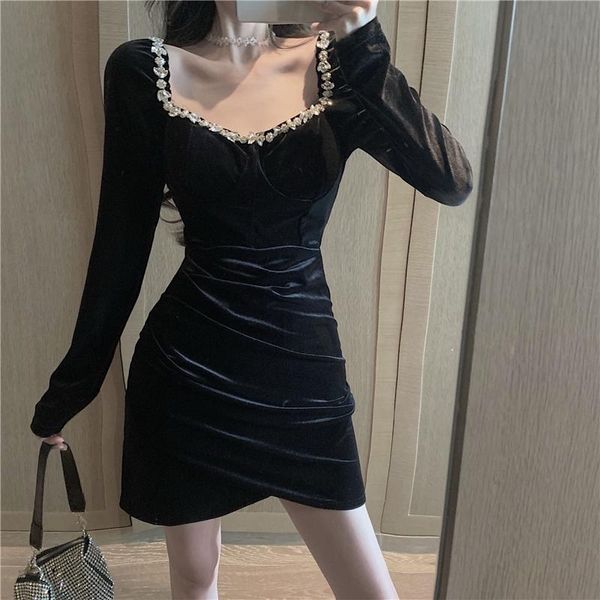 casual dresses ichoix 2021 autumn style heavy industry diamonds square neck slim short dress black golden velvet tight-fitting hip, Black;gray
casual dresses ichoix 2021 autumn style heavy industry diamonds square neck slim short dress black golden velvet tight-fitting hip, Black;gray