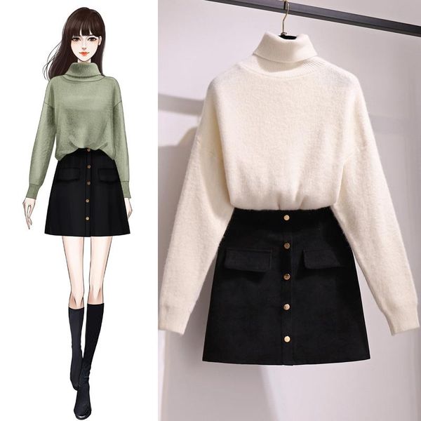 two piece dress turtleneck pure color avocado green knitted sweater a-line skirt buttons skirts two-piece suit women knitwear outfit pullove, White
two piece dress turtleneck pure color avocado green knitted sweater a-line skirt buttons skirts two-piece suit women knitwear outfit pullove, White