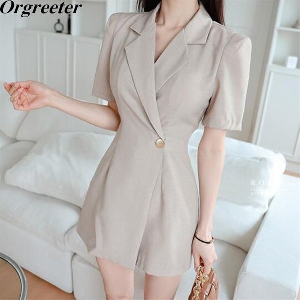 office lady notched collar short sleeve women jumpsuits elegant slim single button rompers femmale playsuits summer 210602, Black;white
office lady notched collar short sleeve women jumpsuits elegant slim single button rompers femmale playsuits summer 210602, Black;white
