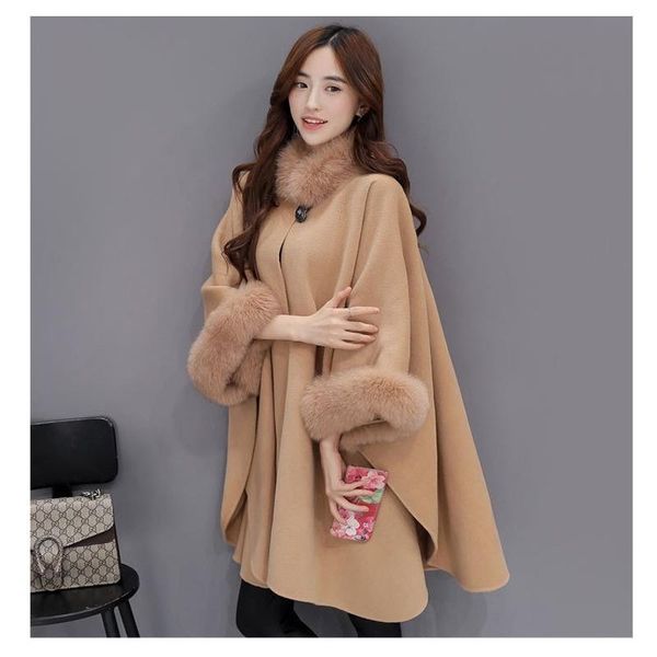 women's wool & blends winter womens cloak big fur collar plus size coat long jackets coats outerwear woolen, Black
women's wool & blends winter womens cloak big fur collar plus size coat long jackets coats outerwear woolen, Black
