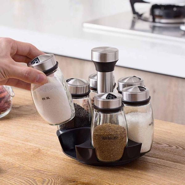 storage bottles & jars 6pcs seasoning boxes 360 rotating spice jar rack pepper sprays salt shakers magnetic holder kitchen organizer tools
storage bottles & jars 6pcs seasoning boxes 360 rotating spice jar rack pepper sprays salt shakers magnetic holder kitchen organizer tools