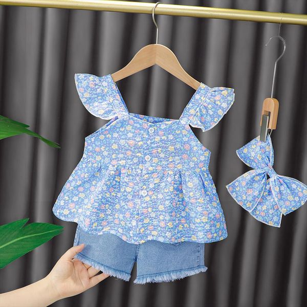 summer toddler baby girl clothes suit set print kids princess dress floral suspenders bow denim shorts children, White
summer toddler baby girl clothes suit set print kids princess dress floral suspenders bow denim shorts children, White
