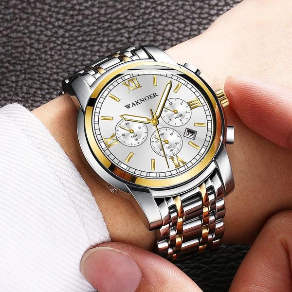 wristwatches men's watches simple quartz wristwatch multi-function auto date waterproof luminous chronograph watch relogio masculino, Slivery;brown
wristwatches men's watches simple quartz wristwatch multi-function auto date waterproof luminous chronograph watch relogio masculino, Slivery;brown