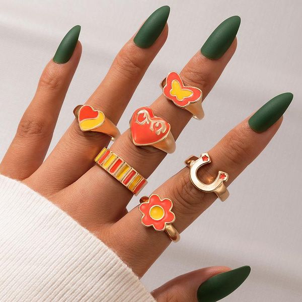 6pcs/sets colorful heart butterfly ring sets for women girls new trendy star geometry alloy metal party jewelry, Golden;silver
6pcs/sets colorful heart butterfly ring sets for women girls new trendy star geometry alloy metal party jewelry, Golden;silver