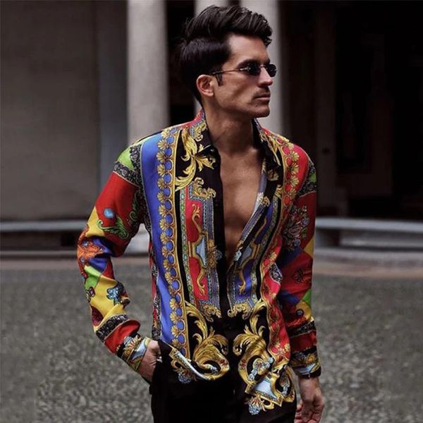 mens shirts floral print long sleeved smart casual all-match holiday style men clothing men's, White;black