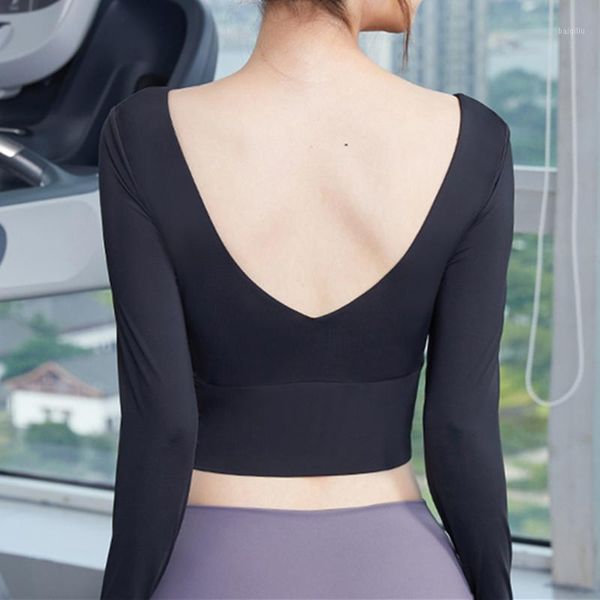 yoga outfit vansydical backless shirts women long sleeve tees for workout fitness femme gym crop with removable chest pad
yoga outfit vansydical backless shirts women long sleeve tees for workout fitness femme gym crop with removable chest pad