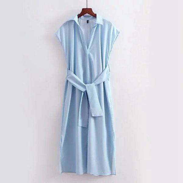 summer casual sleeveless shirt dress with sash turn down collar solid color office lady mid calf xz2317 210603, Black;gray
summer casual sleeveless shirt dress with sash turn down collar solid color office lady mid calf xz2317 210603, Black;gray
