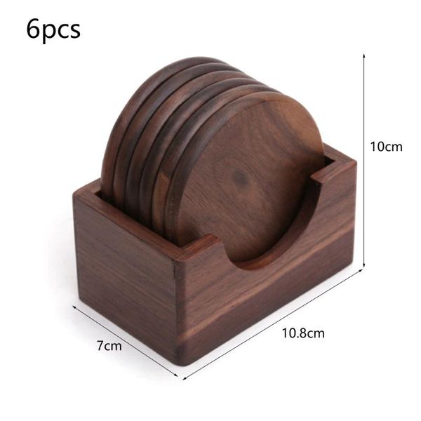 mats & pads walnut cup mat rack with 6 round coffee placemat heat shield home table tea pad
