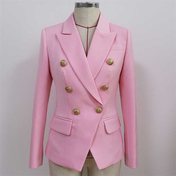 fashion designer blazer women's slim fitting metal lion buttons double breasted jacket baby pink 210930, White;black
fashion designer blazer women's slim fitting metal lion buttons double breasted jacket baby pink 210930, White;black