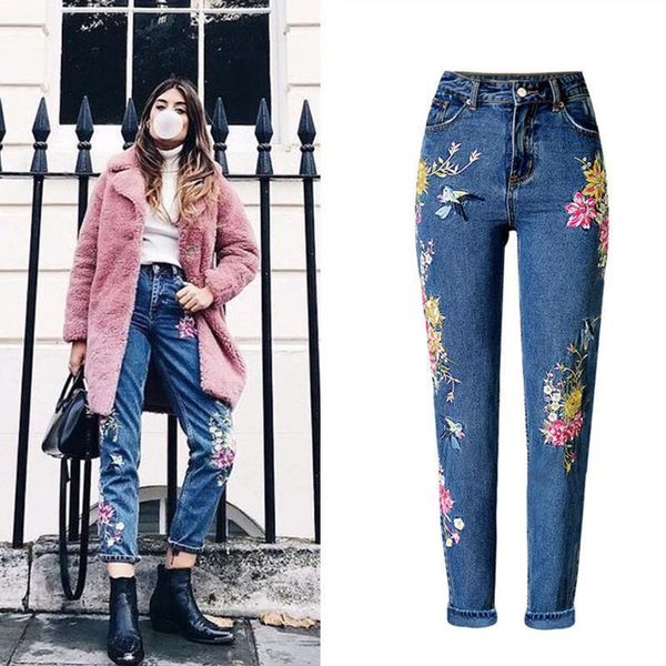 fashion clothing straight long womens jeans pants 3d flowers embroidery high waist ladies slim legging trousers, Blue
fashion clothing straight long womens jeans pants 3d flowers embroidery high waist ladies slim legging trousers, Blue