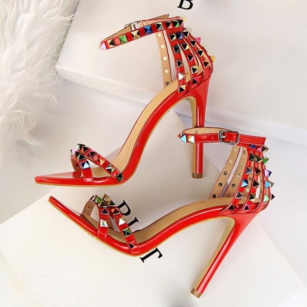 sandals 2021 women 11cm high heels rivets studded lady sandles stiletto gladiator pumps stripper summer fetish platform shoes, Black
sandals 2021 women 11cm high heels rivets studded lady sandles stiletto gladiator pumps stripper summer fetish platform shoes, Black