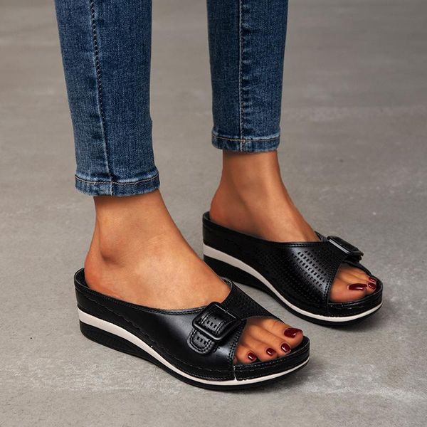 sandals summer and slippers for women's outer wear thick-soled wedges ladies casual fashion shoes, Black
sandals summer and slippers for women's outer wear thick-soled wedges ladies casual fashion shoes, Black