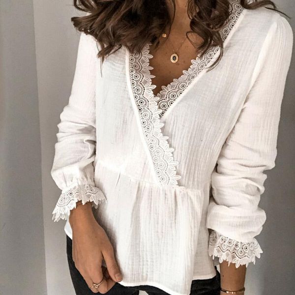 elegant blouses casual solid loose blouse women long sleeve shirts autumn v-neck basic shoulder vintage office lady women's &, White
elegant blouses casual solid loose blouse women long sleeve shirts autumn v-neck basic shoulder vintage office lady women's &, White