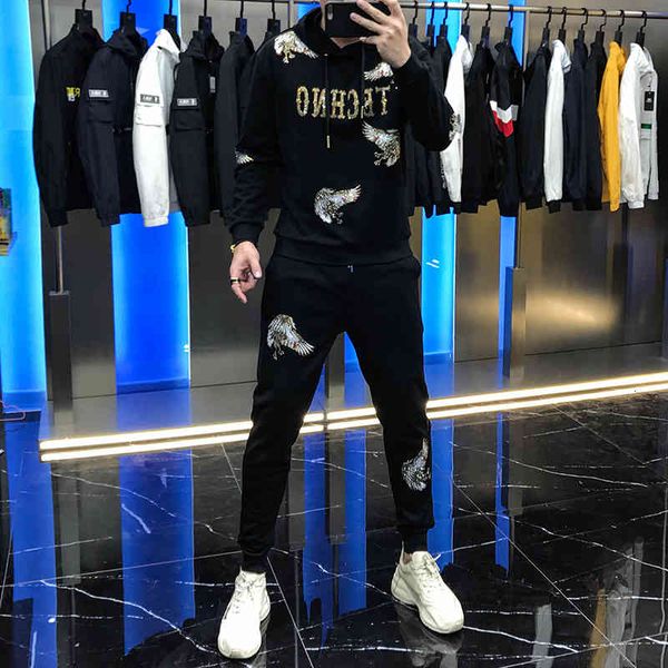 hoodies autumn european season fashionable nightgown with warm men's suit drill crane card two pieces together, Black
hoodies autumn european season fashionable nightgown with warm men's suit drill crane card two pieces together, Black