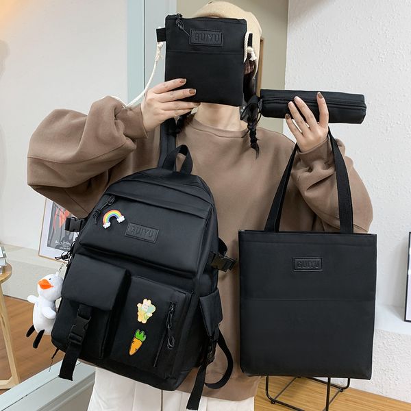 4-piece set of harajuku style fashion womens backpack canvas waterproof school bags large-capacity all-match schoolbag
4-piece set of harajuku style fashion womens backpack canvas waterproof school bags large-capacity all-match schoolbag