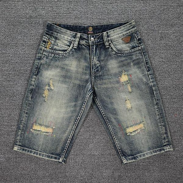 men's jeans european american vintage fashion men retro yellow blue distressed short ripped summer designer denim shorts
men's jeans european american vintage fashion men retro yellow blue distressed short ripped summer designer denim shorts