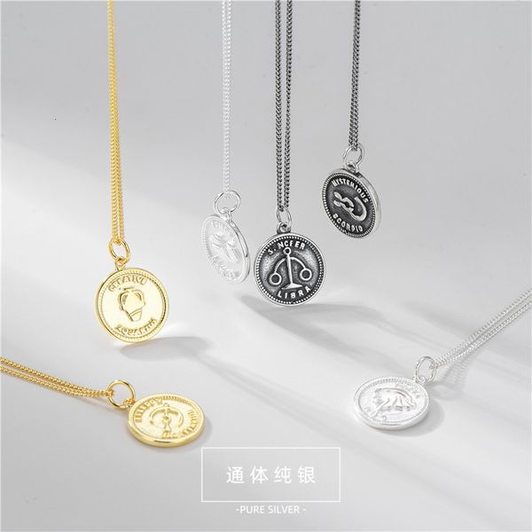s925 sterling sier coin round card 12 necklace female hanfeng minority pendant collarbone chain sier jewelry, White
s925 sterling sier coin round card 12 necklace female hanfeng minority pendant collarbone chain sier jewelry, White