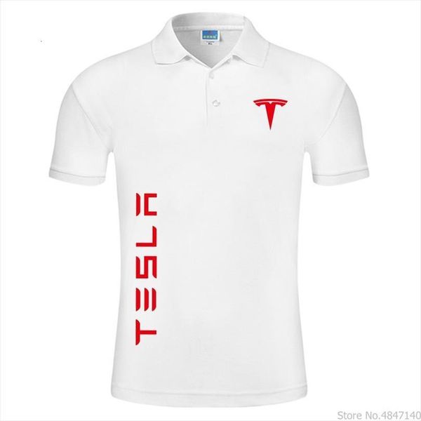 short sleeved red men polo letter tesla shirts solid summer casual business, White;black
short sleeved red men polo letter tesla shirts solid summer casual business, White;black
