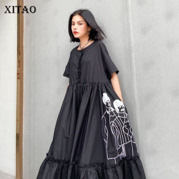 xitao summer new dress women fashion loose plus size short sleeve minority printing dresses trend wild a-line vestidos xj4922, Black;gray
xitao summer new dress women fashion loose plus size short sleeve minority printing dresses trend wild a-line vestidos xj4922, Black;gray