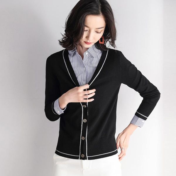women's knits & tees knitted cardigan sweater women clothes fashion contrast color spring 2021 long sleeve casual outwears buttons femm, White
women's knits & tees knitted cardigan sweater women clothes fashion contrast color spring 2021 long sleeve casual outwears buttons femm, White