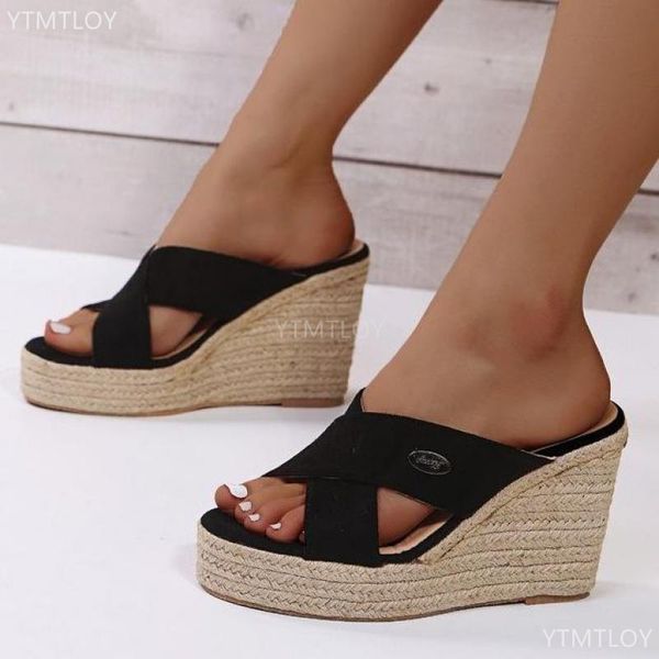 big size 43 summer high heels platform slipper women wedge shoes zapatillas de casa mule feminino slippers, Black
big size 43 summer high heels platform slipper women wedge shoes zapatillas de casa mule feminino slippers, Black