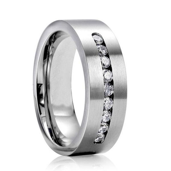 cluster rings 8mm men titanium steel wedding ring with nine large channel sets of cubic zirconia cz stone for anniversary jewelry, Golden;silver
cluster rings 8mm men titanium steel wedding ring with nine large channel sets of cubic zirconia cz stone for anniversary jewelry, Golden;silver