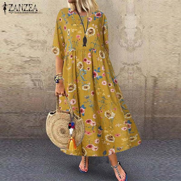 vintage printed maxi dress womens summer sundress zanzea 2021 casual tunic vestidos female half sleeve floral robe plus size, Black;gray
vintage printed maxi dress womens summer sundress zanzea 2021 casual tunic vestidos female half sleeve floral robe plus size, Black;gray