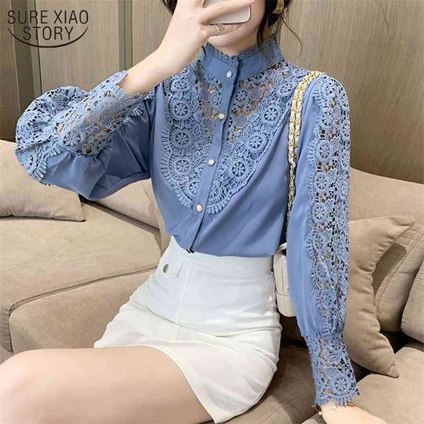 spring korean lace stitching shirt chic hollow flower buttons ladies sweet stand collar long sleeve blouse women 210421, White
spring korean lace stitching shirt chic hollow flower buttons ladies sweet stand collar long sleeve blouse women 210421, White