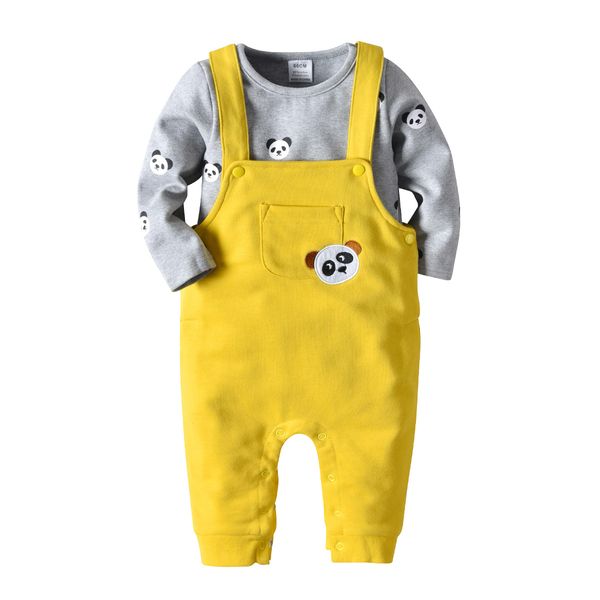 Children's set of European and American baby children's bear head cotton printing round neck T-shirt yellow embroidery back pants two-piece, White
Children's set of European and American baby children's bear head cotton printing round neck T-shirt yellow embroidery back pants two-piece, White