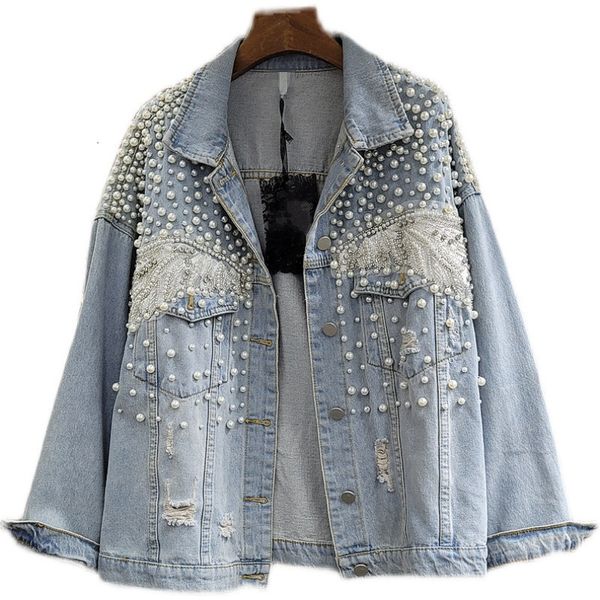 women's fur & faux spring women denim coat fashion beading pearl pockets pearls loose vintage hole jeans jacket female stree, Black
women's fur & faux spring women denim coat fashion beading pearl pockets pearls loose vintage hole jeans jacket female stree, Black