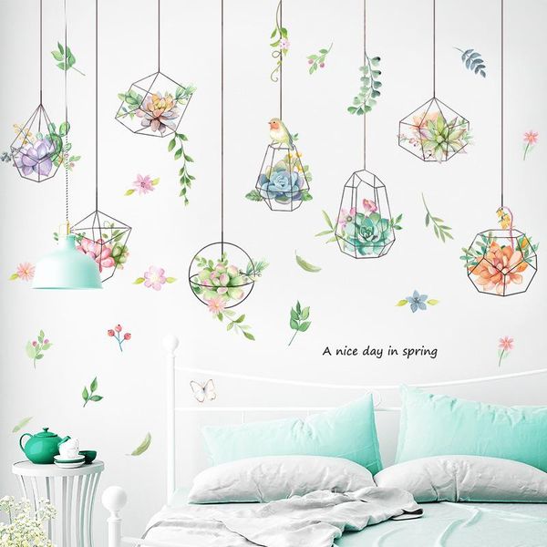 wall stickers garland hanging basket plant sticker painted potted sofa bedroom background decoration home 
wall stickers garland hanging basket plant sticker painted potted sofa bedroom background decoration home